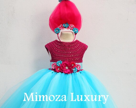Poppy Troll Luxury Dress, Poppy troll birthday dress, poppy troll costume, poppy troll outfit, poppy princess dress, trolls birthday theme