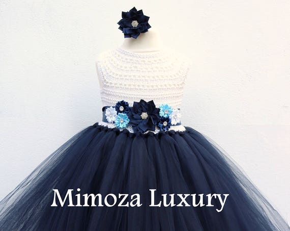 Nautical Navy Flower girl dress