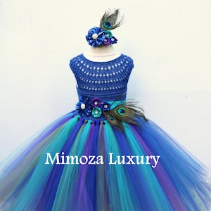 Peacock flower Girl Dress