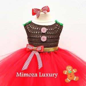Tenue de robe de Noel, robe de pain d&#39;épice, costume de tutu de princesse de Noel de pain d&#39;épice, robe de tutu d&#39;anniversaire de pain d&#39;épice, tenue de pain d&#39;épice