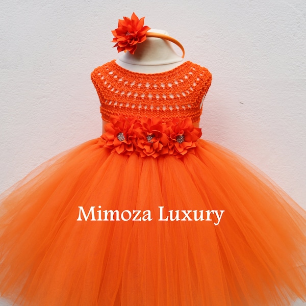 Orange Flower girl dress