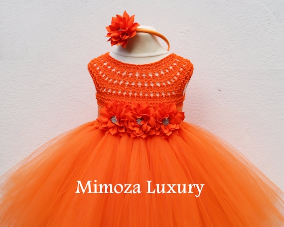 Orange Flower girl dress