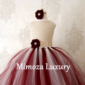 Burgundy & Champagne Flower Girl Dress