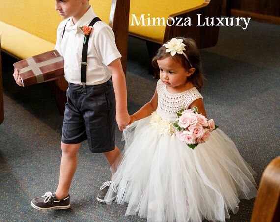 Ivory Flower girl Dress, Baby Christening dress, First Communion Dress