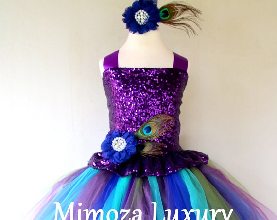 Peacock Girl Dress, purple sequin peacock dress, pageant peacock dress