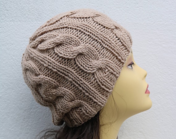 Beige women's Beanie hat, Hand Knitted Hat in beige beanie hat, knitted men's, women's beanie hat , beige winter beanie hat, ski hat