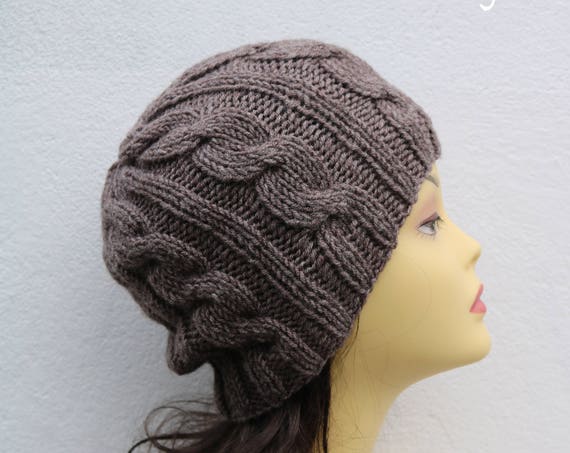 Taupe Brown women's Beanie hat, Hand Knitted Hat in brown beanie hat, knitted men's, women's beanie hat , brown winter beanie hat, ski hat