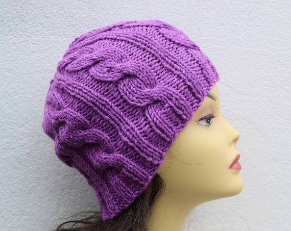 Lilac women's Beanie hat, Hand Knitted Hat in lavender beanie hat cap, knitted men's, women's beanie hat, winter beanie, purple ski hat