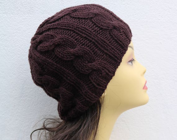 Chocolate Brown women's Beanie hat, Hand Knitted Hat in brown beanie hat, knitted men's, women's beanie hat , brown winter beanie, ski hat