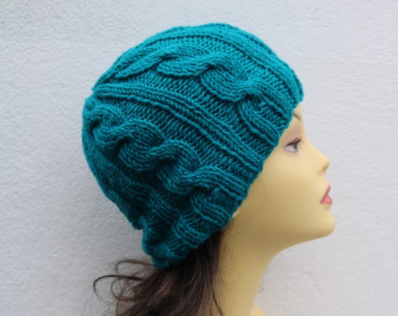 Teal Green women's Beanie hat, Hand Knitted Hat in sea green beanie hat, knitted men's, women's beanie hat, winter beanie hat, green ski hat