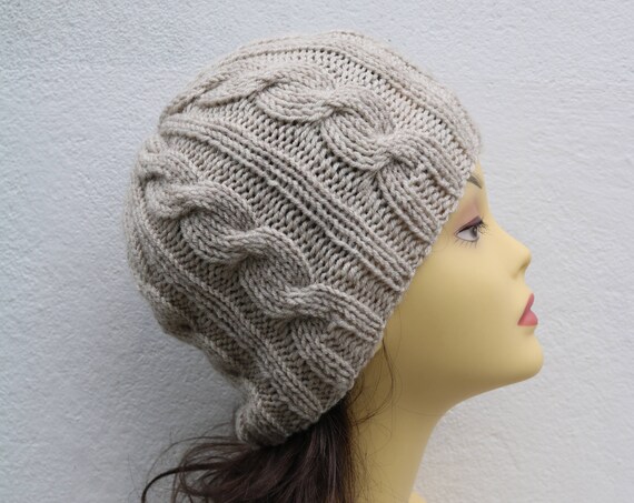 Light Beige women's Beanie hat, Hand Knitted Hat in beige beanie hat, knitted men's, women's beanie hat , beige winter beanie hat, ski hat