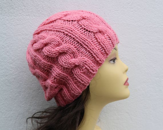 Peach women's Beanie hat, Hand Knitted Hat in peach beanie hat, knitted cap, knitted men's, women's beanie hat, winter beanie, peach ski hat