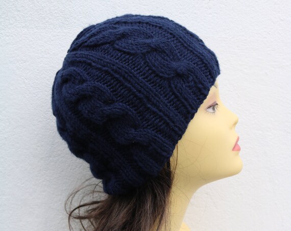 Navy women's Beanie hat, Hand Knitted Hat in navy, blue beanie hat, knitted mens, womens beanie hat , navy autumn winter beanie hat, ski hat