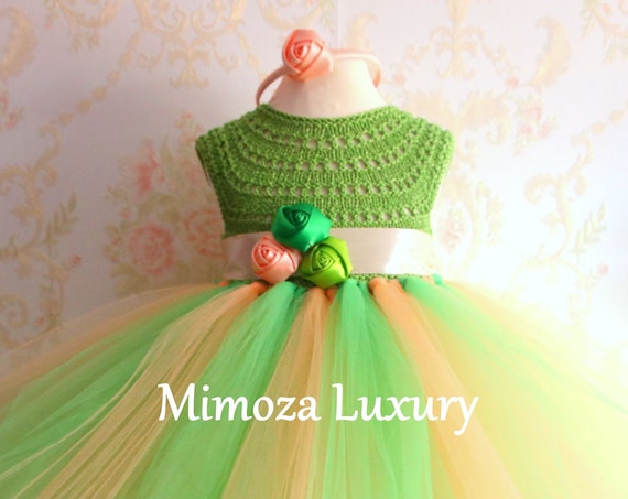 Green/Peach girls dress