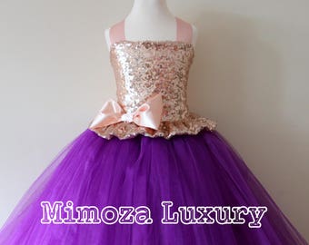 Rose Gold & Purple Flower girl dress