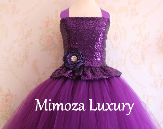 Purple Flower Girl dress, purple tulle princess dress, made to measure