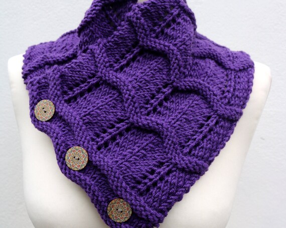 Womens Winter Hand Knitted Scarf, wool neck warmer