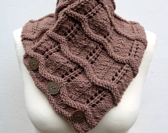 Taupe Brown Merino Wool Hand Knitted Scarf, Knit scarf wrap Brown Scarf, Shawl, Wrap, Neck warmer, Brown knit scarf, women's knit scarf