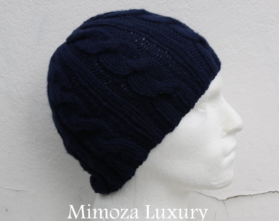 Navy Men's Beanie hat, Hand Knitted Hat in navy, blue beanie hat, knitted men's, women's beanie hat , navy autumn winter beanie hat, ski hat