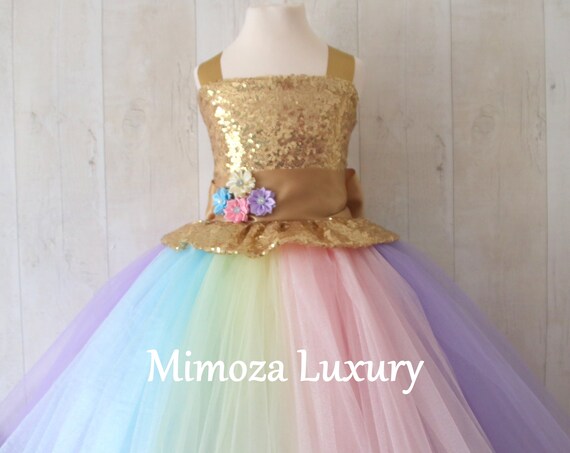 Luxury Unicorn Birthday Dress, gold unicorn tutu dress, rainbow unicorn girls dress, sequins unicorn dress, gold unicorn dress, 1st birthday