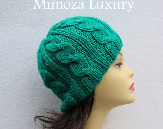 Emerald Green women's Beanie hat, Hand Knitted Hat in jade green beanie hat, knitted men's, women's beanie hat, winter beanie, green ski hat
