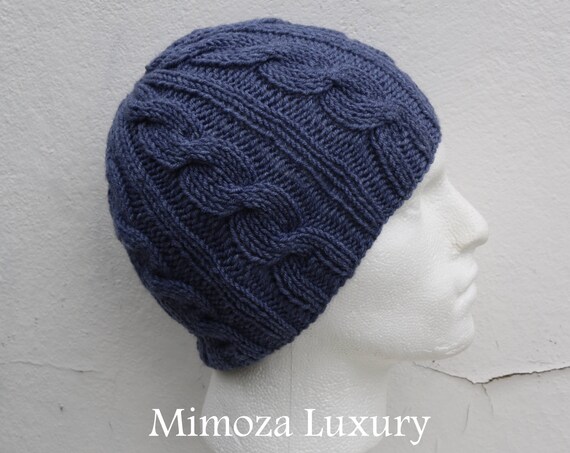 Dark Denim Grey Men's Beanie hat, Hand Knitted Hat in denim dark grey beanie hat, knitted men's, women's beanie hat , winter hat, ski hat