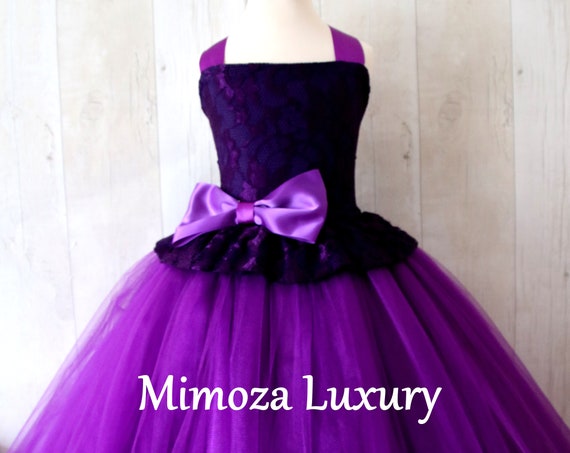 Purple Flower Girl Dress, Purple bridesmaid dress, purple flower girl gown, bespoke girls dress, tulle princess dress, Purple girl dress