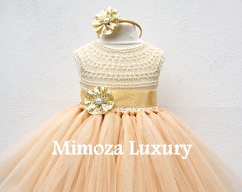 Gold flower girl dress