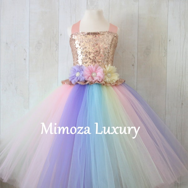 Lusso Unicorn Abito arcobaleno tutu vestito