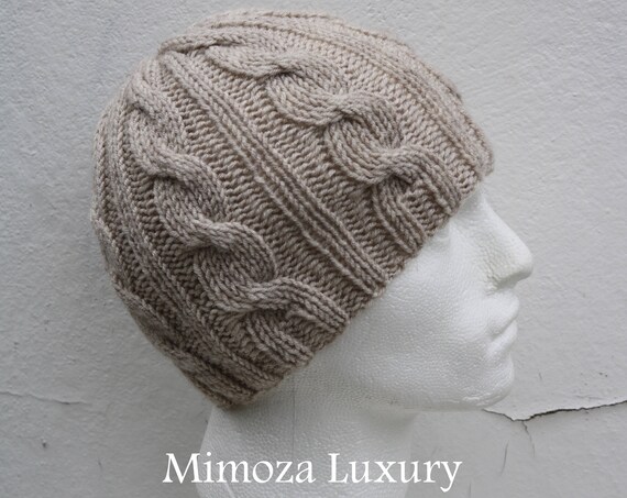 Light Beige Men's Beanie hat, Hand Knitted Hat in beige beanie hat, knitted men's, women's beanie hat , beige winter beanie hat, ski hat