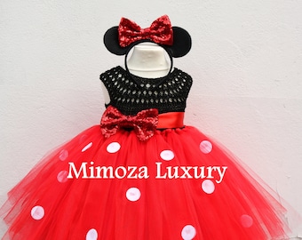 Minnie ratón cumpleaños vestido rojo minnie mouse traje