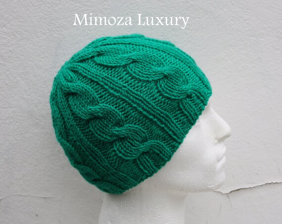 Emerald Green Men's Beanie hat, Hand Knitted Hat in jade green beanie hat, knitted men's, women's beanie hat, winter beanie, green ski hat