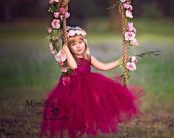 Burgundy Flower girl dress