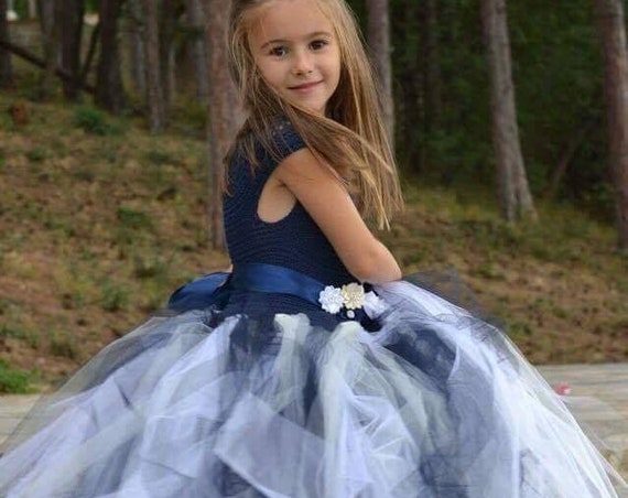 Nautical Navy Flower girl dress