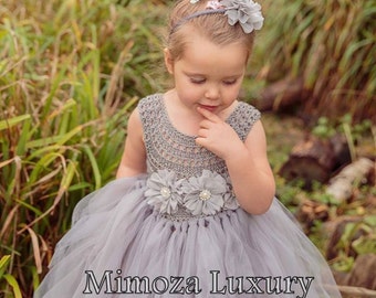 Grey Flower girl dress