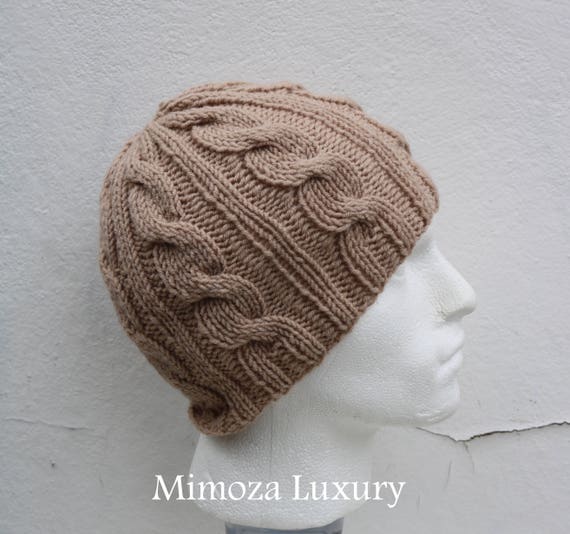 Beige Men's Beanie hat, Hand Knitted Hat in beige beanie hat, knitted men's, women's beanie hat , beige winter beanie hat, ski hat