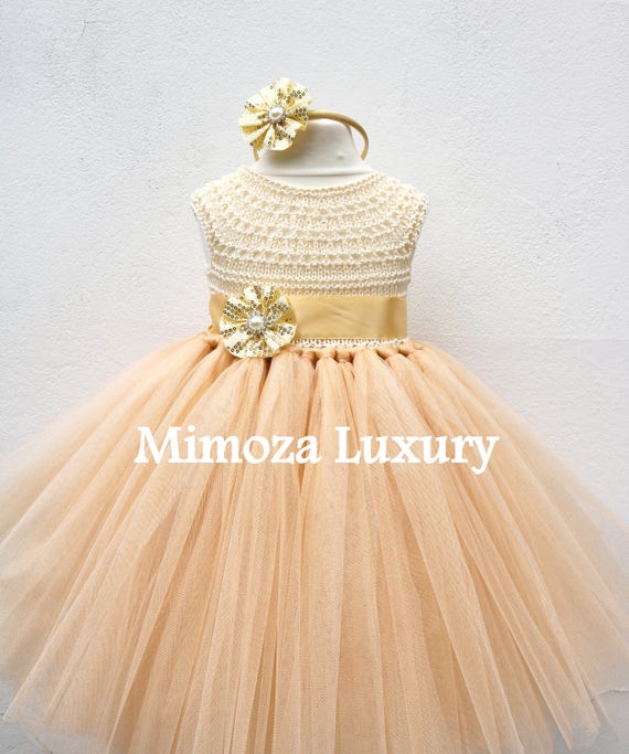 Gold flower girl dress