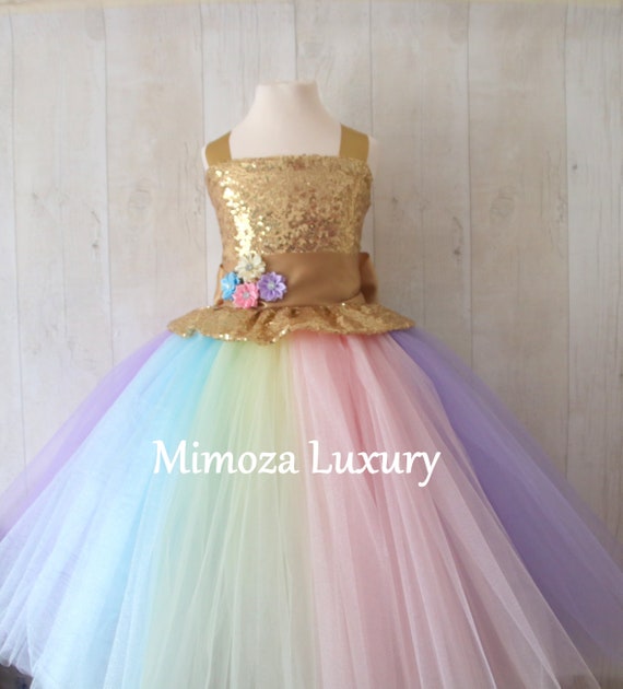 Luxury Unicorn Birthday Dress, gold unicorn tutu dress, rainbow unicorn girls dress, sequins unicorn dress, gold unicorn dress, 1st birthday