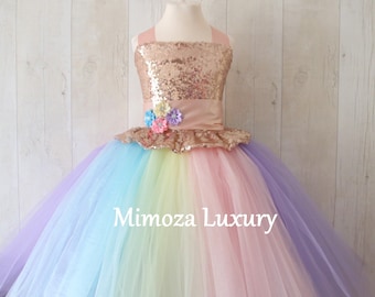 Luxury Unicorn birthday Dress rainbow tutu dress