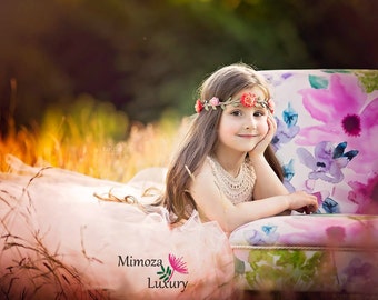 Beach Flower girl dress, blush girls tulle dress