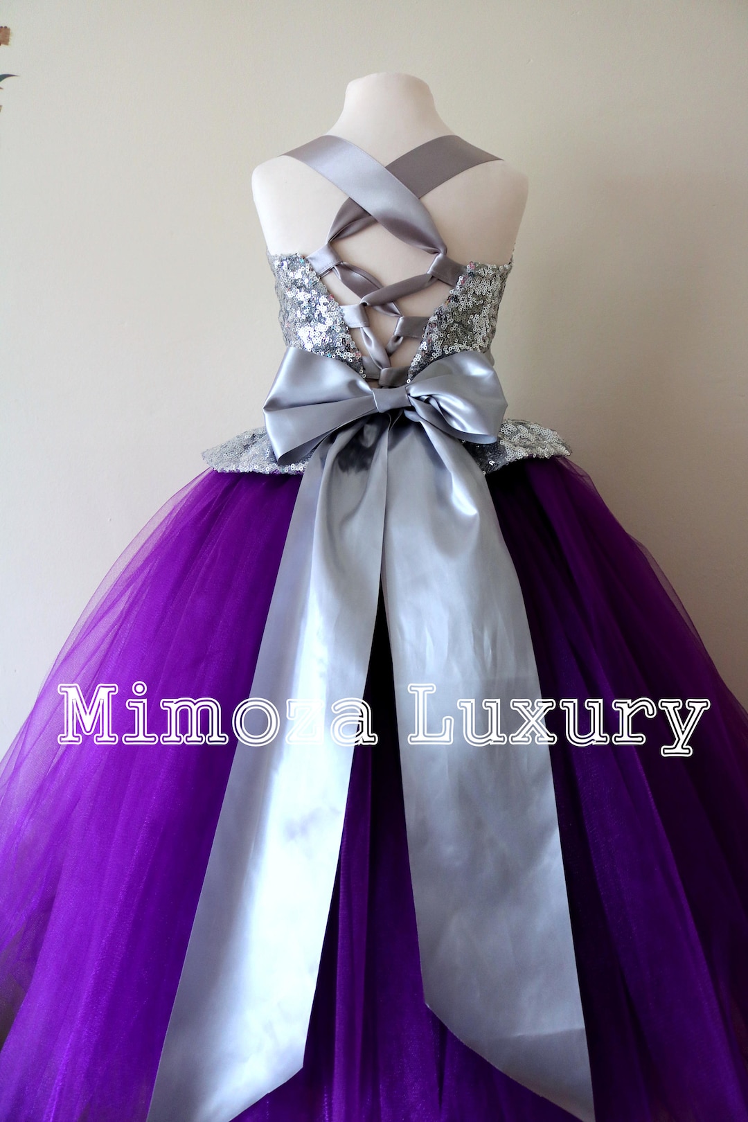 Purple Silver Flower Girl Dress Purple Bridesmaid Dress Couture Flower Girl Gown Bespoke Girls Dress Tulle Princess Dress Purple Gown Etsy