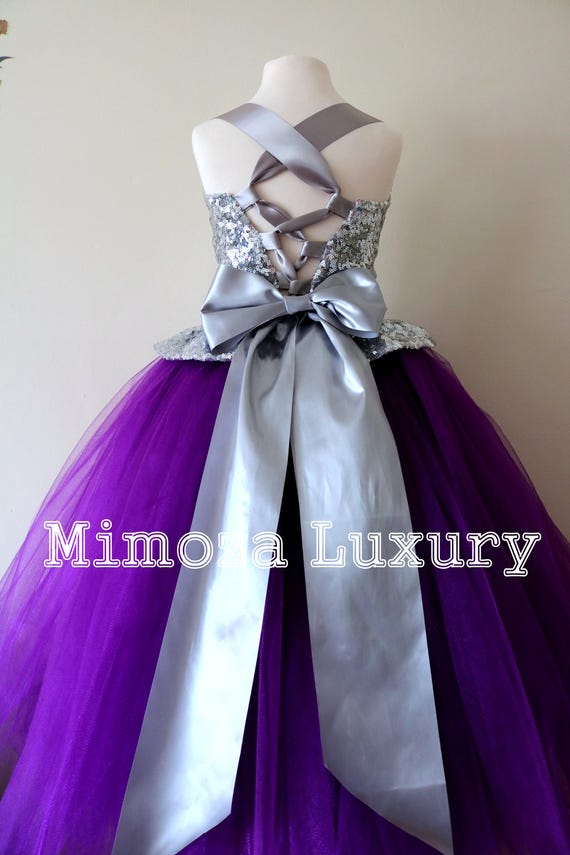 purple silver bridesmaid dresses