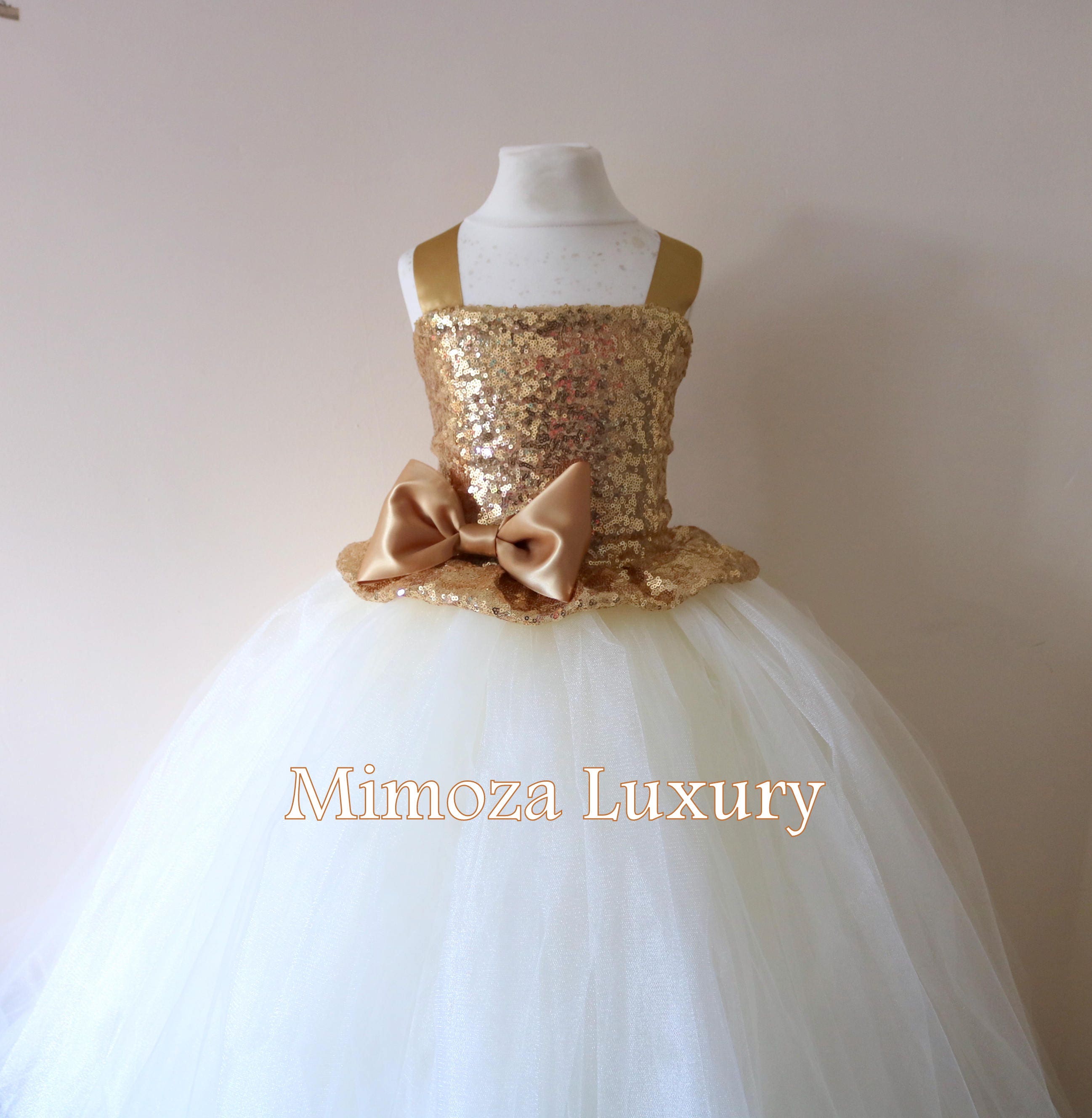 girls gold bridesmaid dress