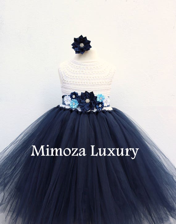 Nautical Navy Flower girl dress