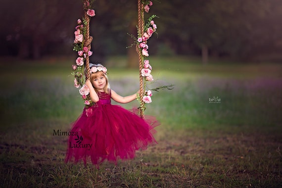 Burgundy Flower girl dress