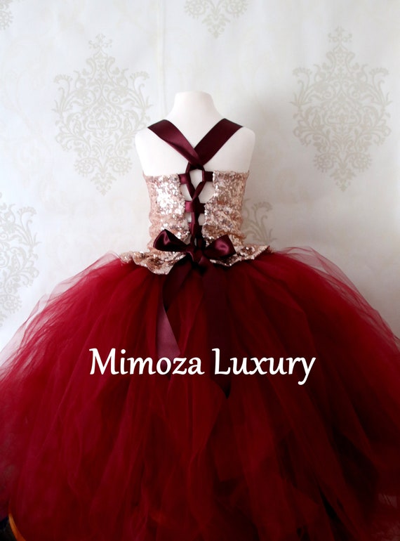 Rose gold top burgundy dress