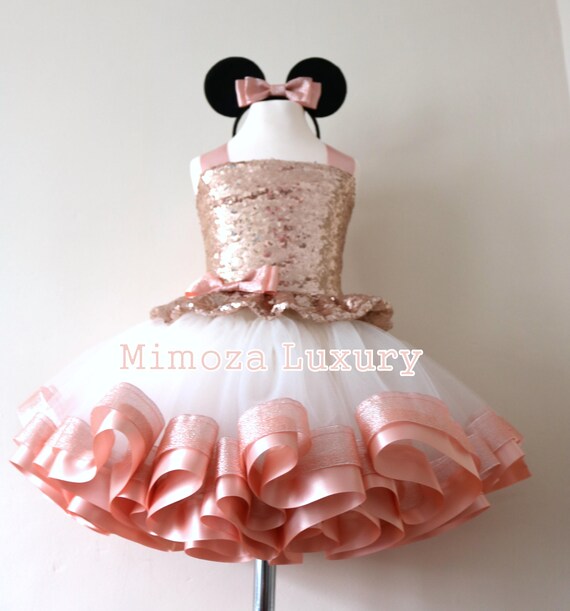 Pink and gold minnie mouse dress Outlet