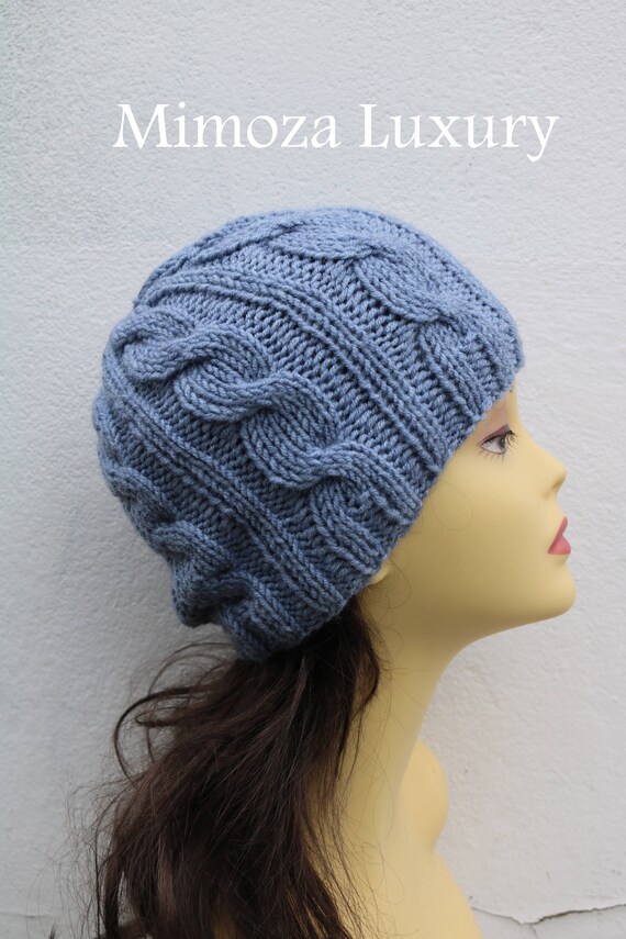 Light Denim Grey women's Beanie hat, Hand Knitted Hat in denim light grey beanie hat, knitted men's, women's beanie hat, winter hat, ski hat