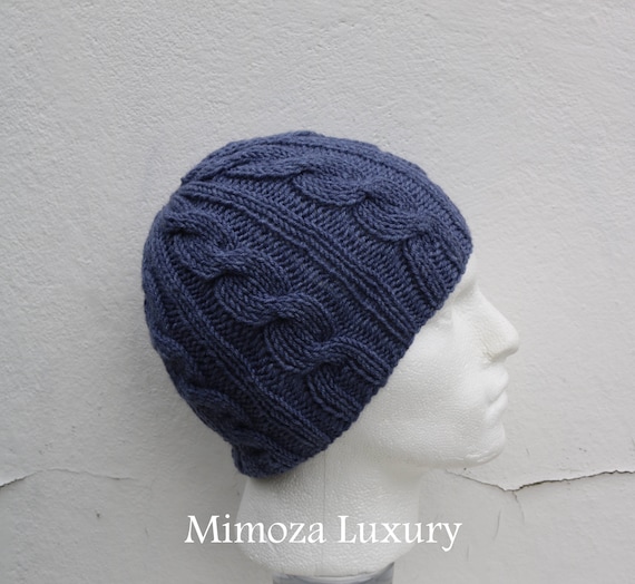 Dark Denim Grey Men's Beanie hat, Hand Knitted Hat in denim dark grey beanie hat, knitted men's, women's beanie hat , winter hat, ski hat
