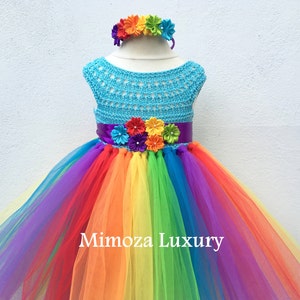 Mein kleines Pony Geburtstag Tutu Kleid, Regenbogen Tutu Kleid, mein kleines Pony Tutu Kleid, häkeln Top Tüll Kleid, handgestrickt Top Tutu Halloween